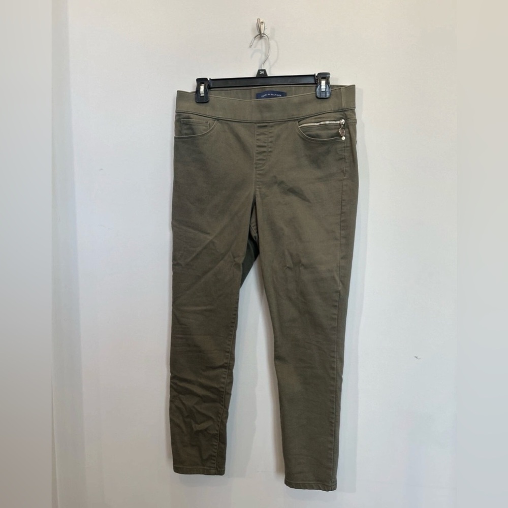 Tommy Hilfiger Chino Pants Womens Green Slim Fit Stretch Skinny Ankle